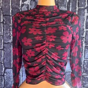 Floral Ruched Women's Top